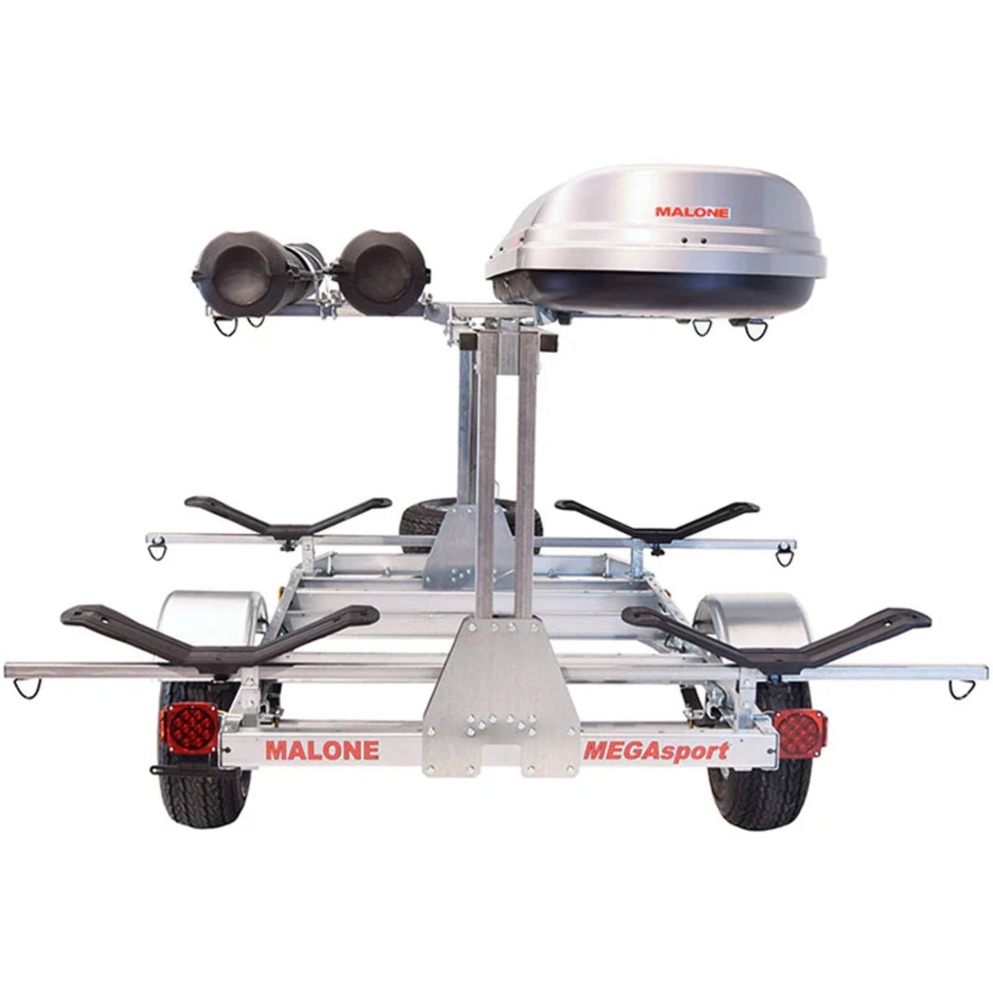 Malone MegaSport Low Bed Trailer package(Tier, Spare, 2 sets MegaWings, Cargo Box, 2 Rod Tubes)