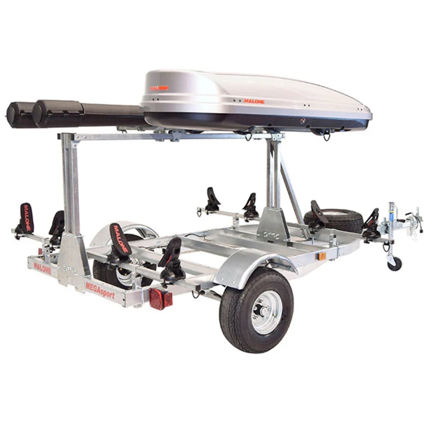 Malone MegaSport Low Bed Trailer package(Tier, Spare, 2 sets Saddle Up, Cargo Box, 2 Rod Tubes)