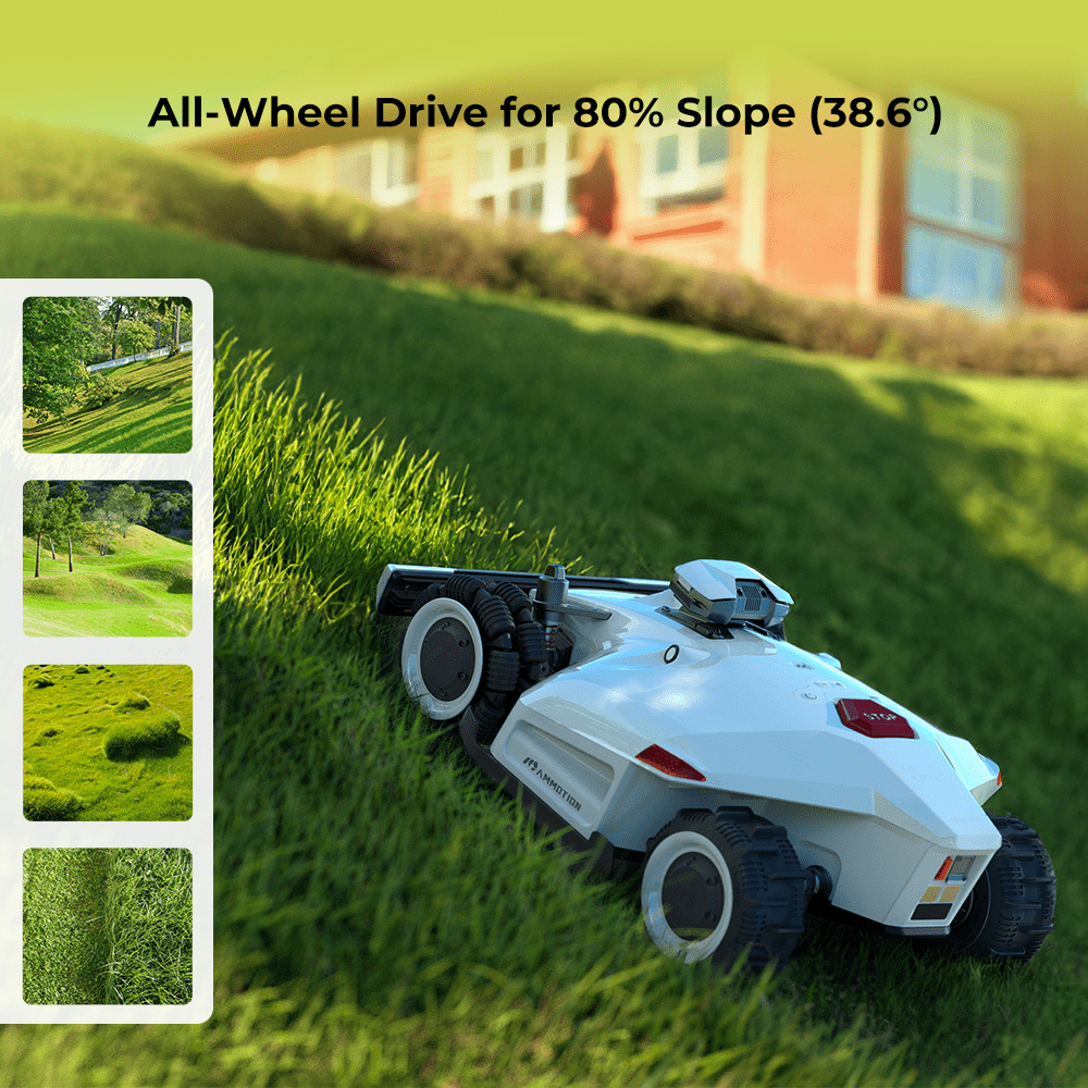 LUBA 2 AWD 5000 Robot Lawn Mower, Perimeter Wire Free Robotic Lawnmower for 1.25 Acres Lawn 80% Slope, Cut Height 1.0"-2.7", APP Control, Compatible with Alexa, All-Wheel Drive, Multi-Zone Management