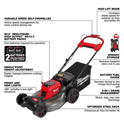 Milwaukee 2823-22HD M18 FUEL Self-Propelled Dual Battery Mower Kit