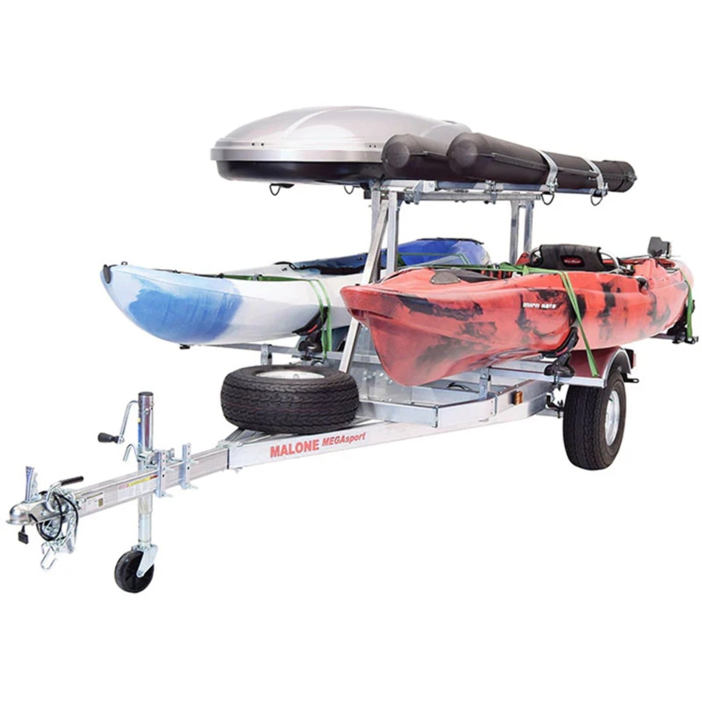 Malone MegaSport Low Bed Trailer package(Tier, Spare, 2 sets Saddle Up, Cargo Box, 2 Rod Tubes)