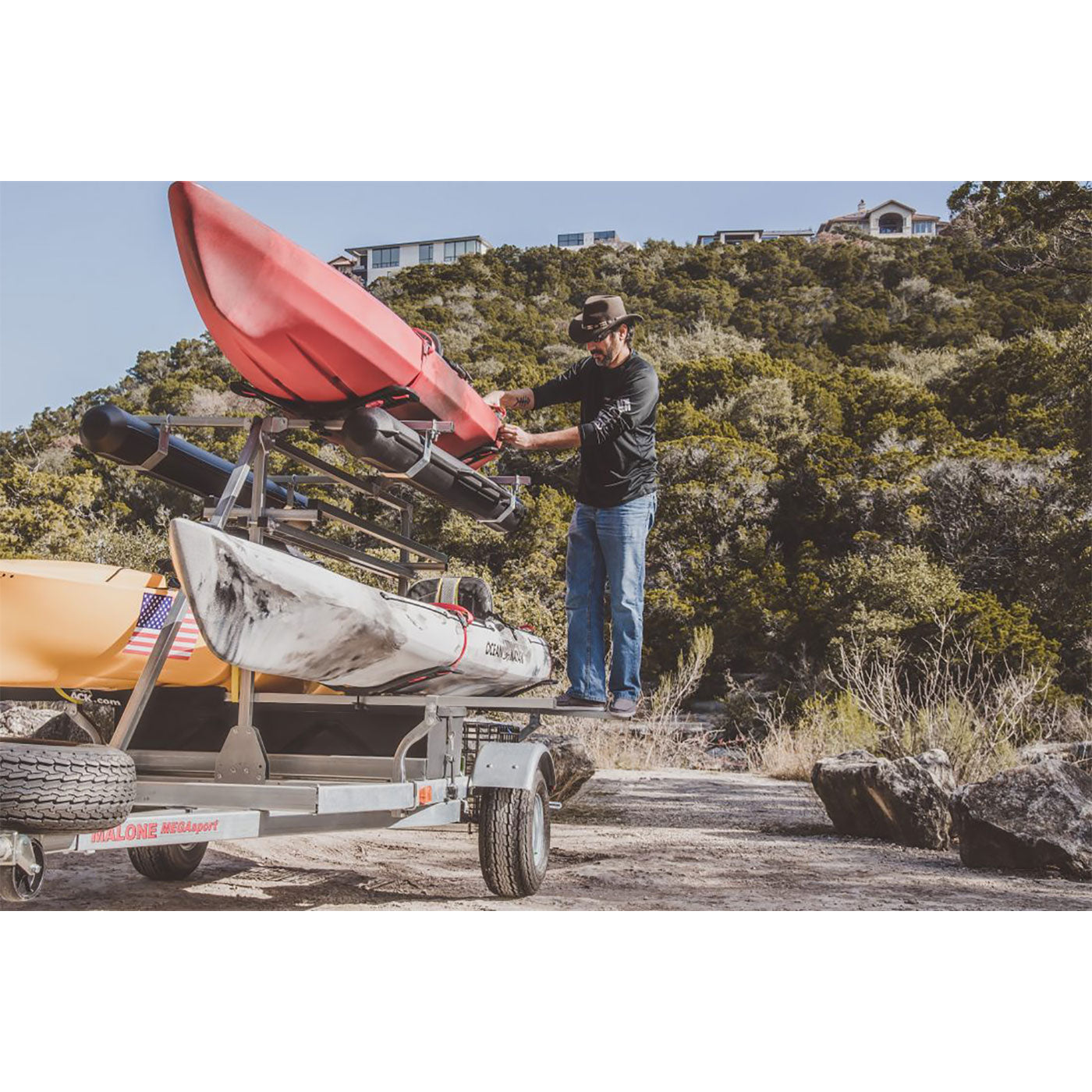 Malone MegaSport 2-Boat MegaWing Ultimate Angler Trailer Package